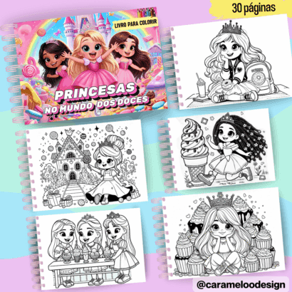 Livro de Colorir Princesas no Mundo dos Doces (Arquivo Digital)