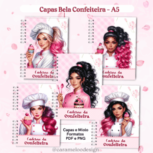 Capas Caderno A5 Kit Bela Confeiteira