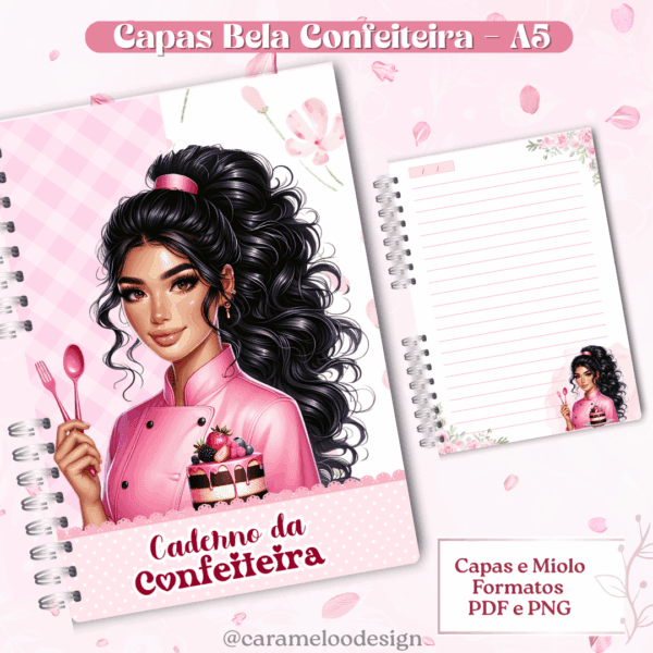 Capas Caderno A5 Kit Bela Confeiteira - Imagem 4