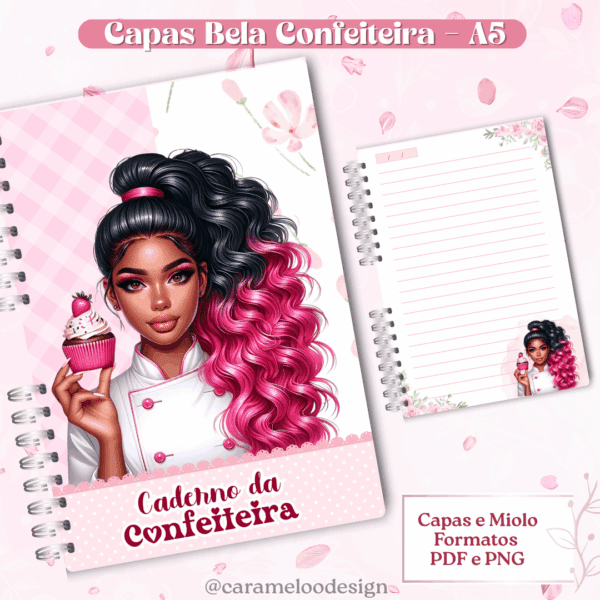 Capas Caderno A5 Kit Bela Confeiteira - Imagem 6